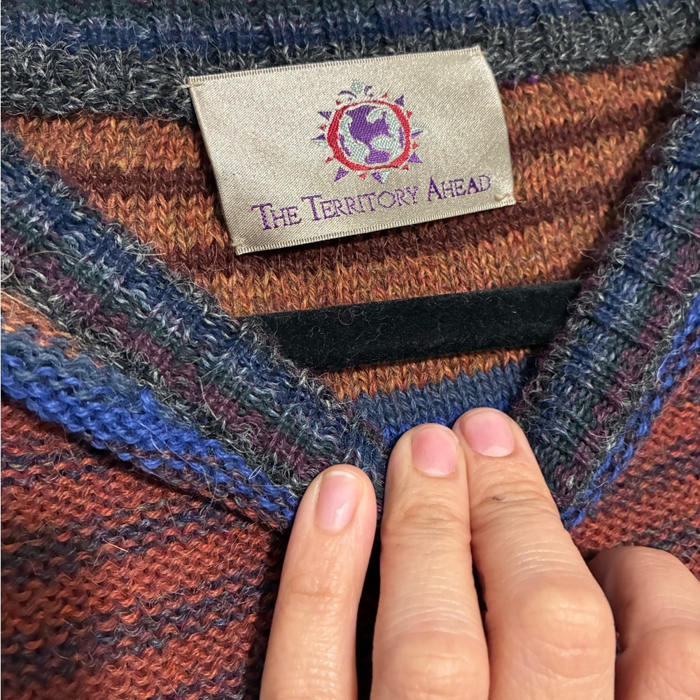 The Territory Ahead 100% Alpaca Sweater Multicolor Striped Knit Peru Size L-READ - Picture 3 of 10